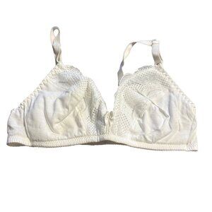 Warners Cotton Kisses Lace Soft Cup Bra 38/39B White Adjustable Straps Comfortab